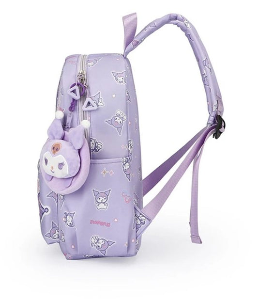 Sanrio - Kuromi rugzak - 33 cm - paars - met binnenvak - Kuromi bedel - Kuromi portemonnee - rugtas - schooltas - kawaii - Cinnamoroll - Hello Kitty - My Melody - PomPomPurin - Pochacco