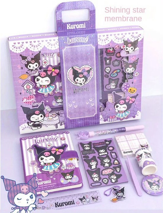 Sanrio - Kuromi luxe schrijfset - notitieboek met magnetische sluiting en pen - cadeauset - geschenkset - Cinnamoroll - Hello Kitty - My Melody - PomPomPurin - Pochacco - Kawaii