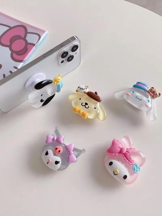 Sanrio - Kuromi telefoonhouder - popsocket - telefoongrip - telefoonbutton - glow in the dark - lichtgevend - My Melody - Hello Kitty - Cinnamoroll - PomPomPurin - Pochacco - kawaii