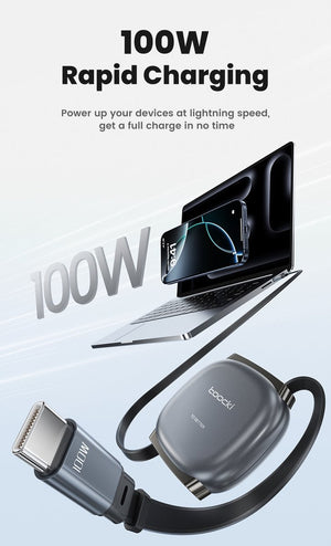 Toockie - 1 Meter - Oprolbare USB-C naar USB-C
