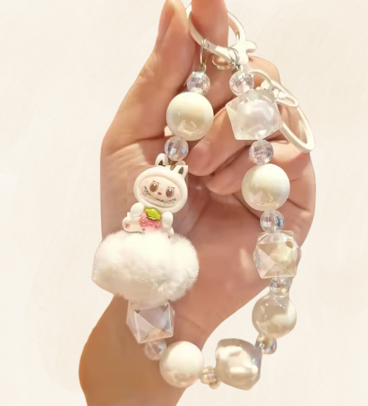 Labubu Kralen Sleutelhanger - Wit