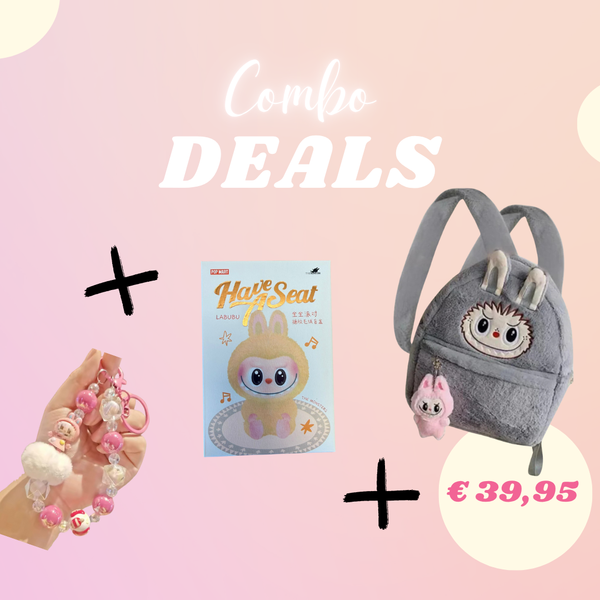 Combodeal Labubu blindbox + sleutelhanger + rugtas