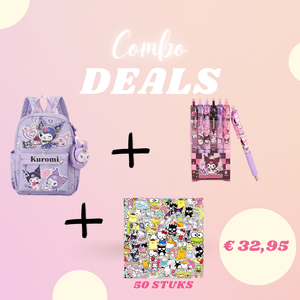 Combodeal Kuromi rugtas + balpennen + stickers